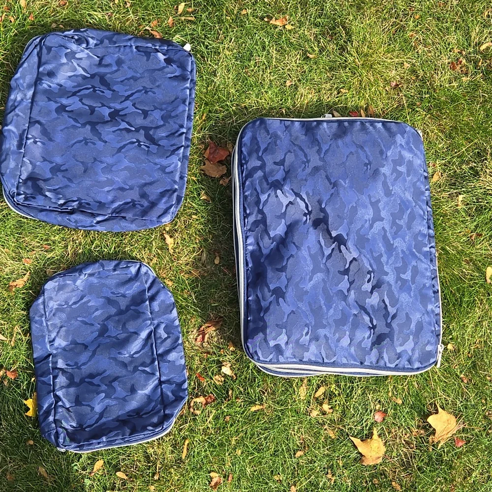 TRAVEL ▪︎ Organizers, 3 Travel Bags, Blue Camoflage, New